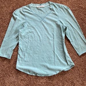 WE THE FREE. Beautiful sage, green light weight top, three-quarter inch sleeves.